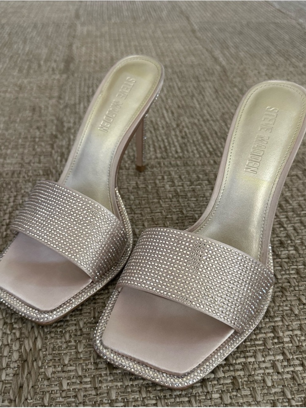 Steve Madden Blush Crystal-Embellished Slide Mules